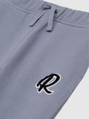 Reiss Ashley Blue Toby Junior Garment Dyed Logo Joggers - Image 6 of 6