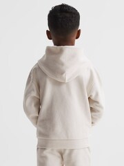 Reiss Cream Cade Relaxed Garment Dyed Logo Hoodie - Image 5 of 7