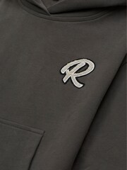 Reiss Olive Cade Relaxed Garment Dyed Logo Hoodie - Image 6 of 6