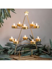 Gallery Home Gold Gold Xmas Tree Tealight Holder x10 - Image 1 of 3