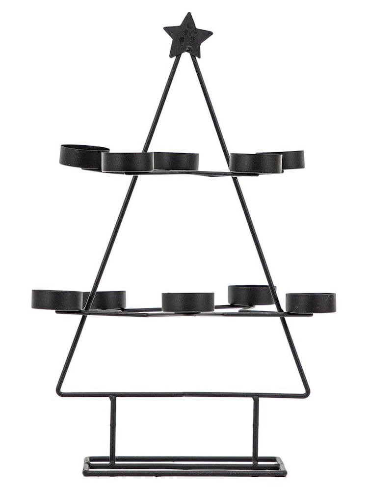 Gallery Home Black Xmas Tree Black Tealight Holder x10 - Image 3 of 3