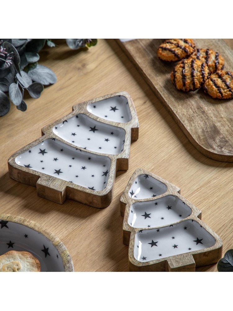 Gallery Home White Christmas Tree Nibbles Platter - Image 1 of 3