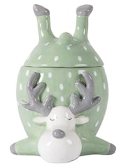 Gallery Home Green Reindeer Christmas Pot With Lid - Image 3 of 3