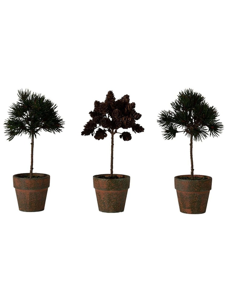 Gallery Home Set of 3 Brown Potted Pine Cone Trees - Image 2 of 2