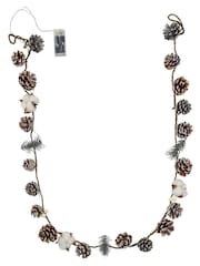 Gallery Home Brown Mixed Cone & Cotton Garland With LED - Image 1 of 2