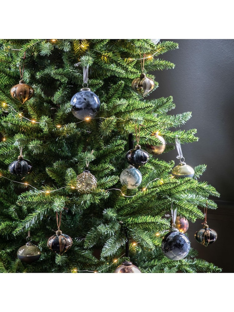 Gallery Home 6 Pack Black Marbled Baubles - Image 2 of 3