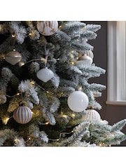 Gallery Home Set of 6 White Assorted Christmas Baubles - Image 2 of 3