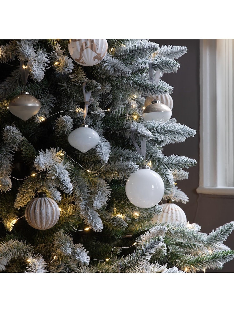 Gallery Home Set of 6 White Assorted Christmas Baubles - Image 2 of 3