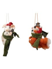 Gallery Home Set of 2 Multi Hugging Fox & Mice - Image 1 of 2