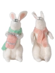 Gallery Home Set of 2 White Christmas Gifting Hares - Image 3 of 3
