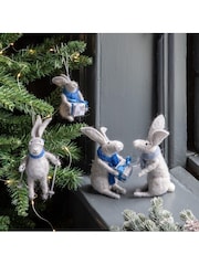 Gallery Home Set of 2 Grey Christmas Gifting Hares - Image 1 of 2