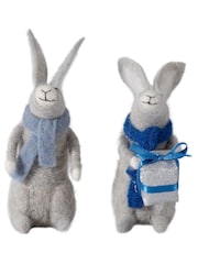 Gallery Home Set of 2 Grey Christmas Gifting Hares - Image 2 of 2