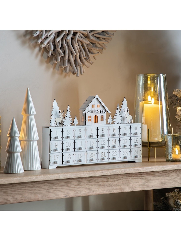 Gallery Home White Advent Calendar With LED - Image 1 of 3