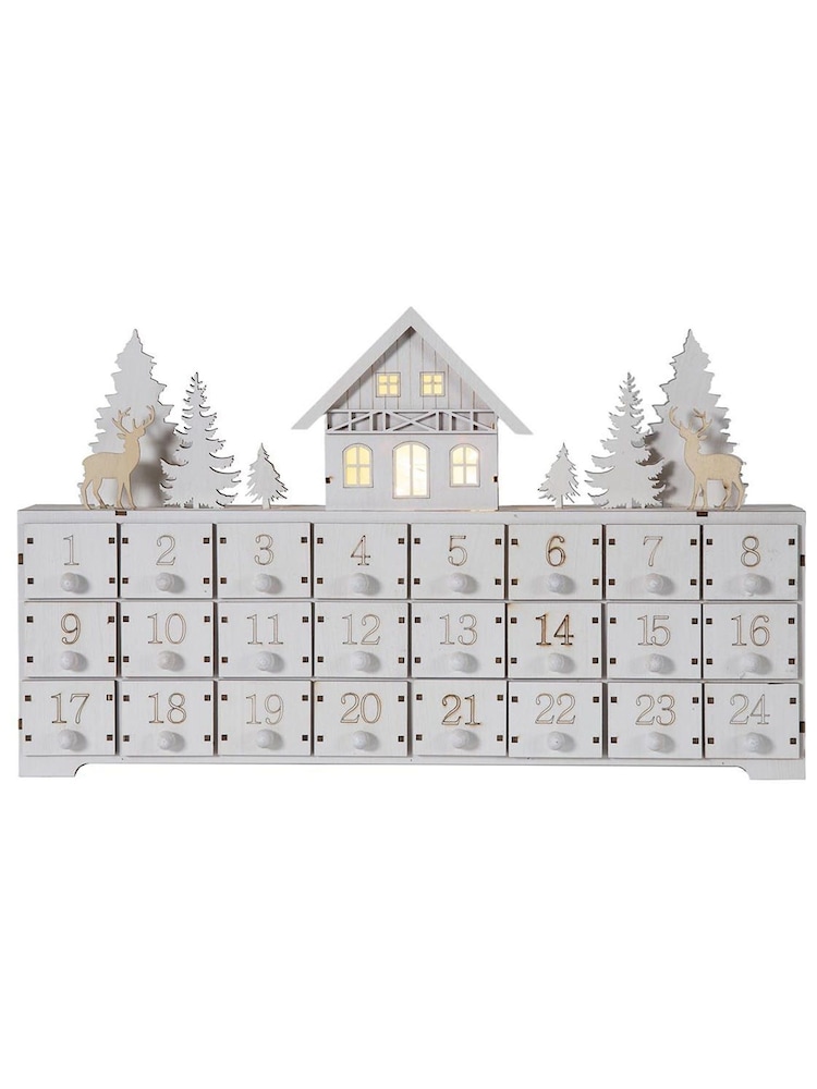 Gallery Home White Advent Calendar With LED - Image 3 of 3