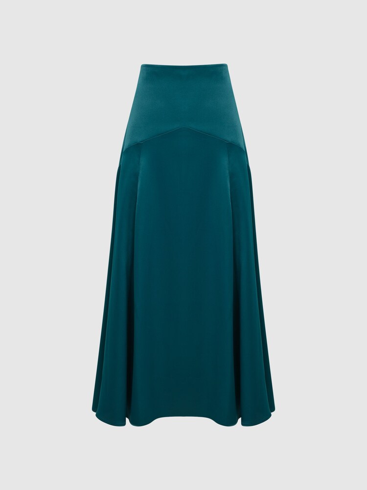 Reiss Teal Florie Midi Slip Skirt - Image 2 of 6