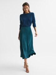 Reiss Teal Florie Midi Slip Skirt - Image 3 of 6