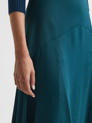Reiss Teal Florie Midi Slip Skirt - Image 4 of 6