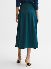 Reiss Teal Florie Midi Slip Skirt - Image 5 of 6