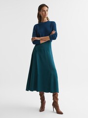 Reiss Teal Florie Midi Slip Skirt - Image 6 of 6