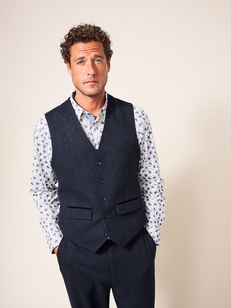 White Stuff Blue Heath Regular Fit Waistcoat - Image 1 of 5