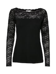 Kaffe Lacy Lace Long Sleeve Black Blouse - Image 5 of 7