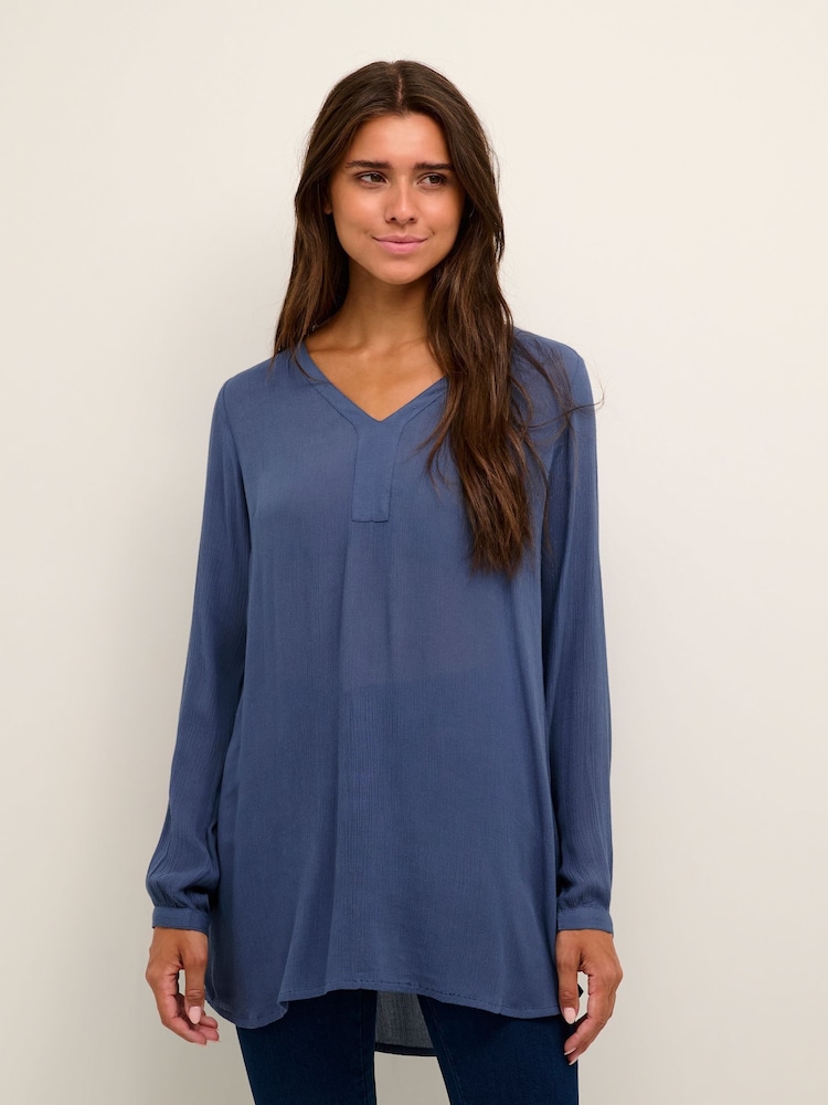 Kaffe Amber V-Neck Long Sleeve Regular Fit Tunic - Image 1 of 6 Kaffe Amber V-Neck Long Sleeve Regular Fit Tunic - Image 1 of 6