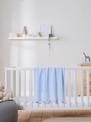 Clair De Lune Blue Large Cellular 100% Cotton Blanket - Image 1 of 4