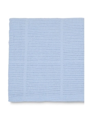 Clair De Lune Blue Large Cellular 100% Cotton Blanket - Image 4 of 4