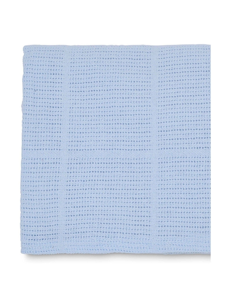 Clair De Lune Blue Large Cellular 100% Cotton Blanket - Image 4 of 4