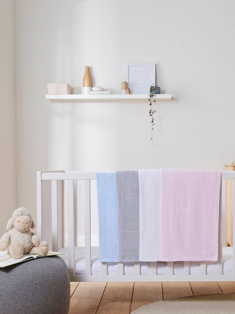 Clair De Lune Pink Large Cellular 100% Cotton Blanket - Image 1 of 3