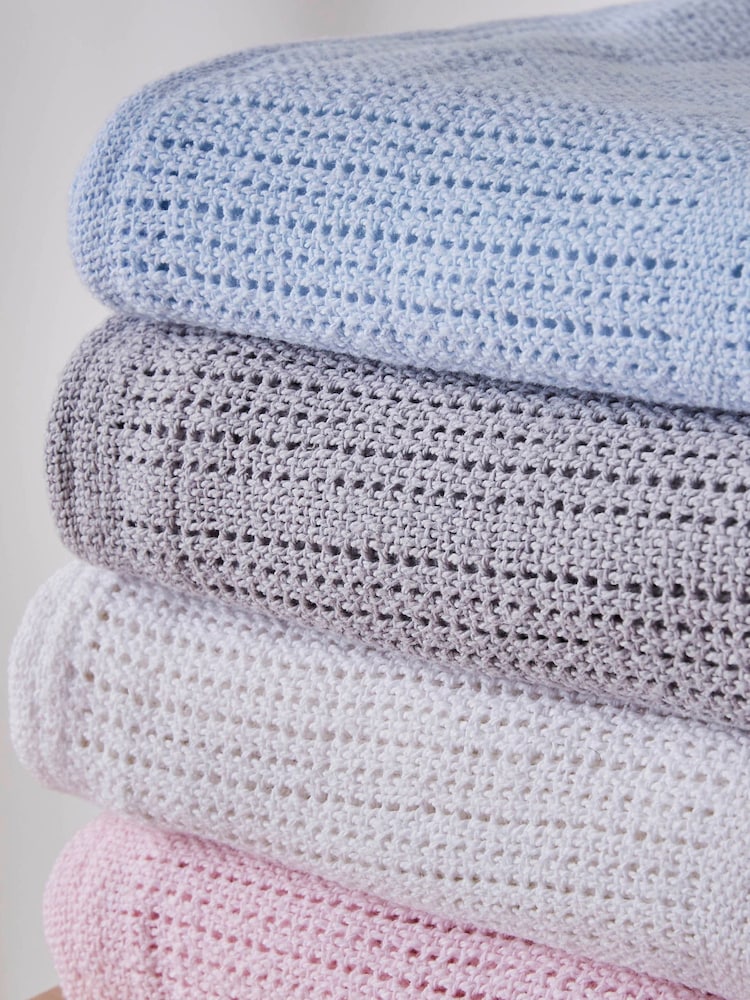 Clair De Lune Pink Large Cellular 100% Cotton Blanket - Image 2 of 3