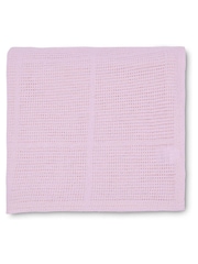 Clair De Lune Pink Large Cellular 100% Cotton Blanket - Image 3 of 3