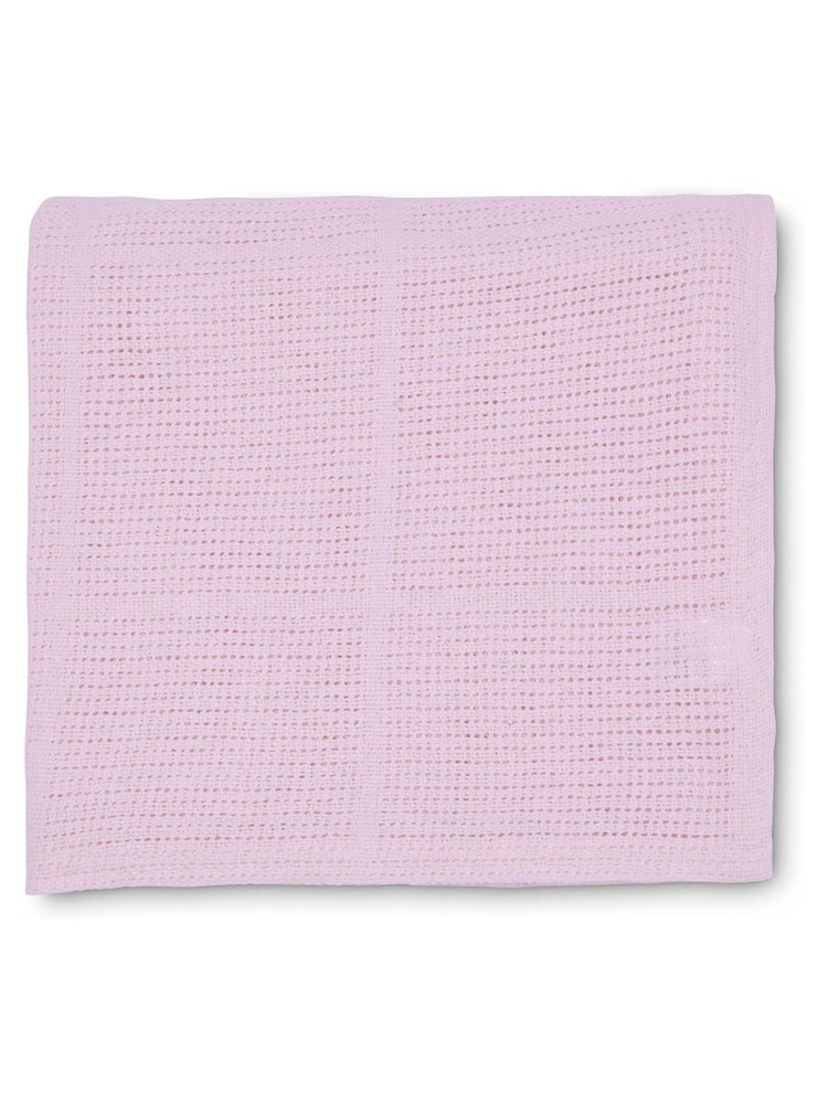 Clair De Lune Pink Large Cellular 100% Cotton Blanket - Image 3 of 3