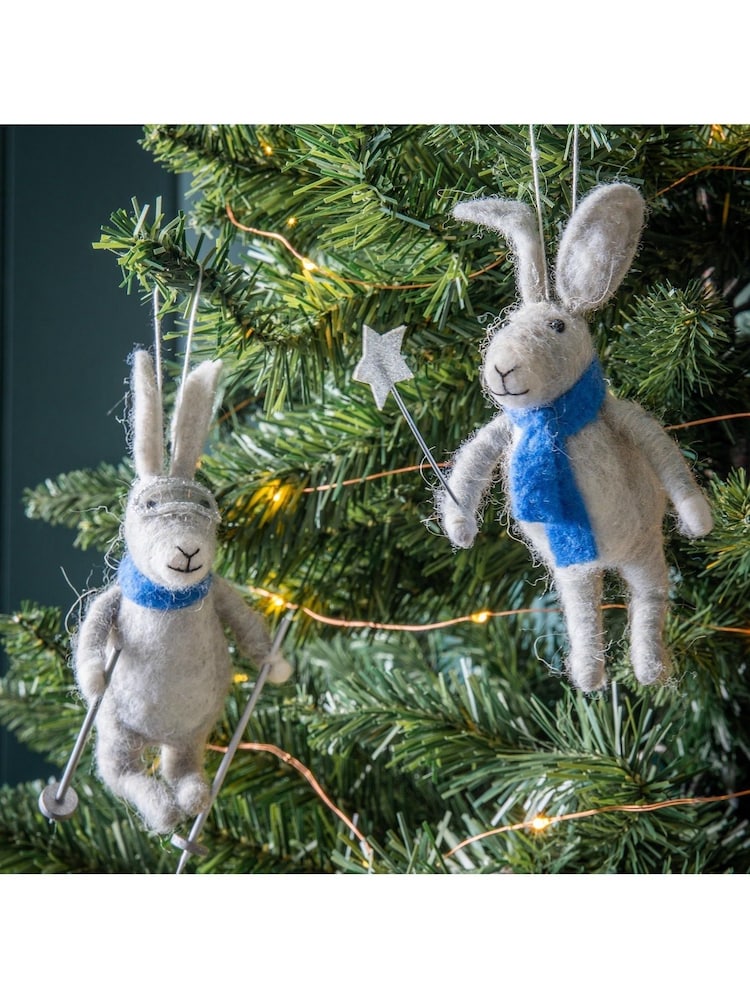 Gallery Home Set of 2 Grey Skiing Hares - Image 1 of 3 Gallery Home Set of 2 Grey Skiing Hares - Image 1 of 3