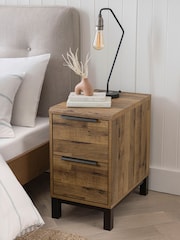 Dark Bronx Oak Effect 2 Drawer Slim Bedside Table - Image 1 of 11