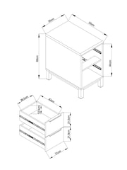 Dark Bronx Oak Effect 2 Drawer Slim Bedside Table - Image 11 of 11