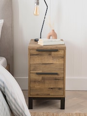 Dark Bronx Oak Effect 2 Drawer Slim Bedside Table - Image 3 of 11