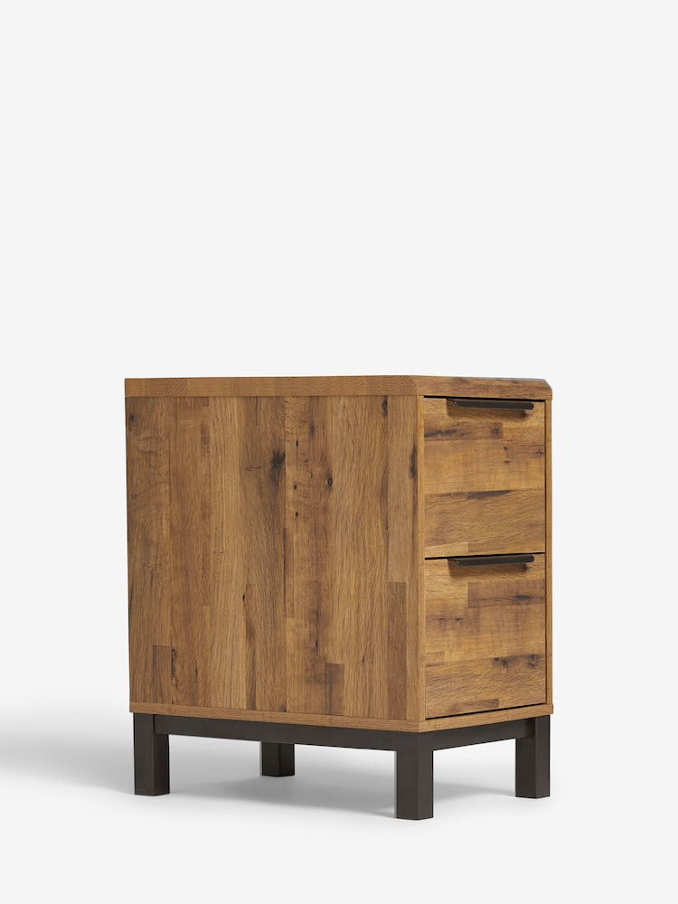 Dark Bronx Oak Effect 2 Drawer Slim Bedside Table - Image 7 of 11
