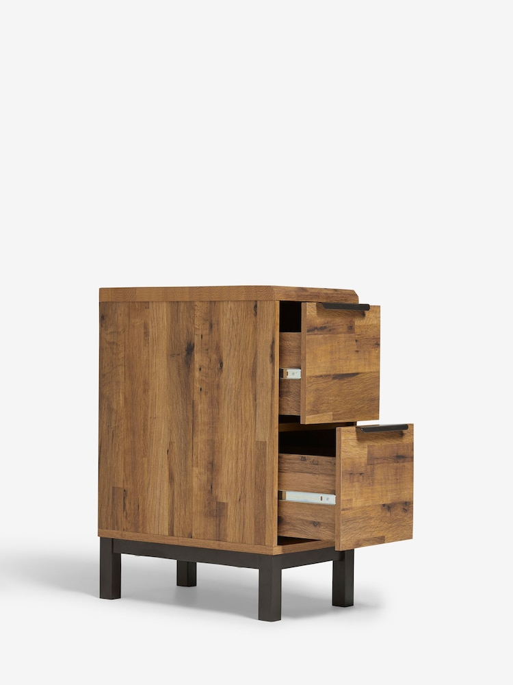 Dark Bronx Oak Effect 2 Drawer Slim Bedside Table - Image 8 of 11