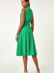 Roman Green Spotted Cowl Neck Dress - Image 3 of 5