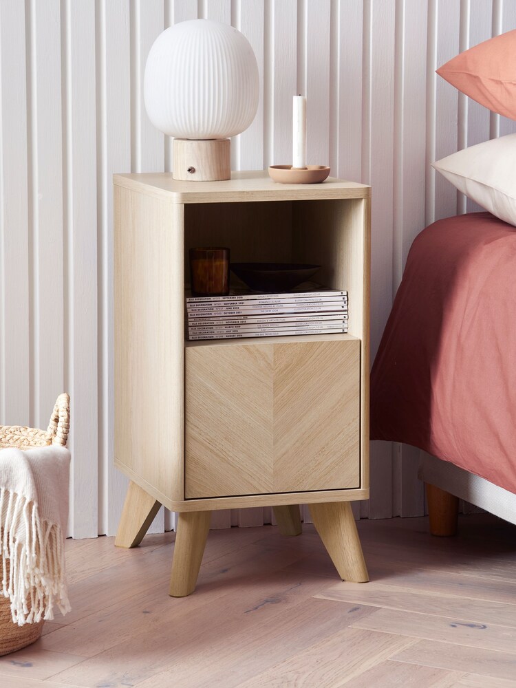 Natural Anderson Oak Effect 1 Drawer Slim Bedside Table - Image 1 of 11