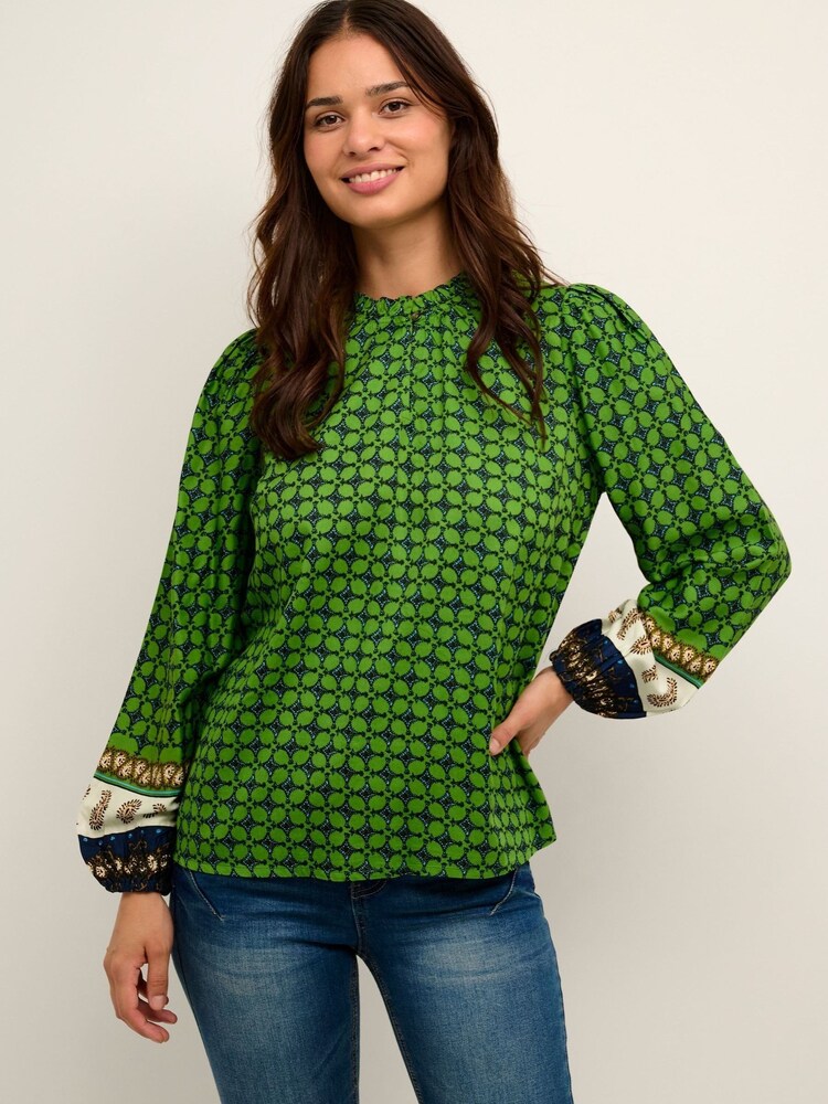 Cream Green Emmelie Printed Blouse - Image 1 of 6 Cream Green Emmelie Printed Blouse - Image 1 of 6