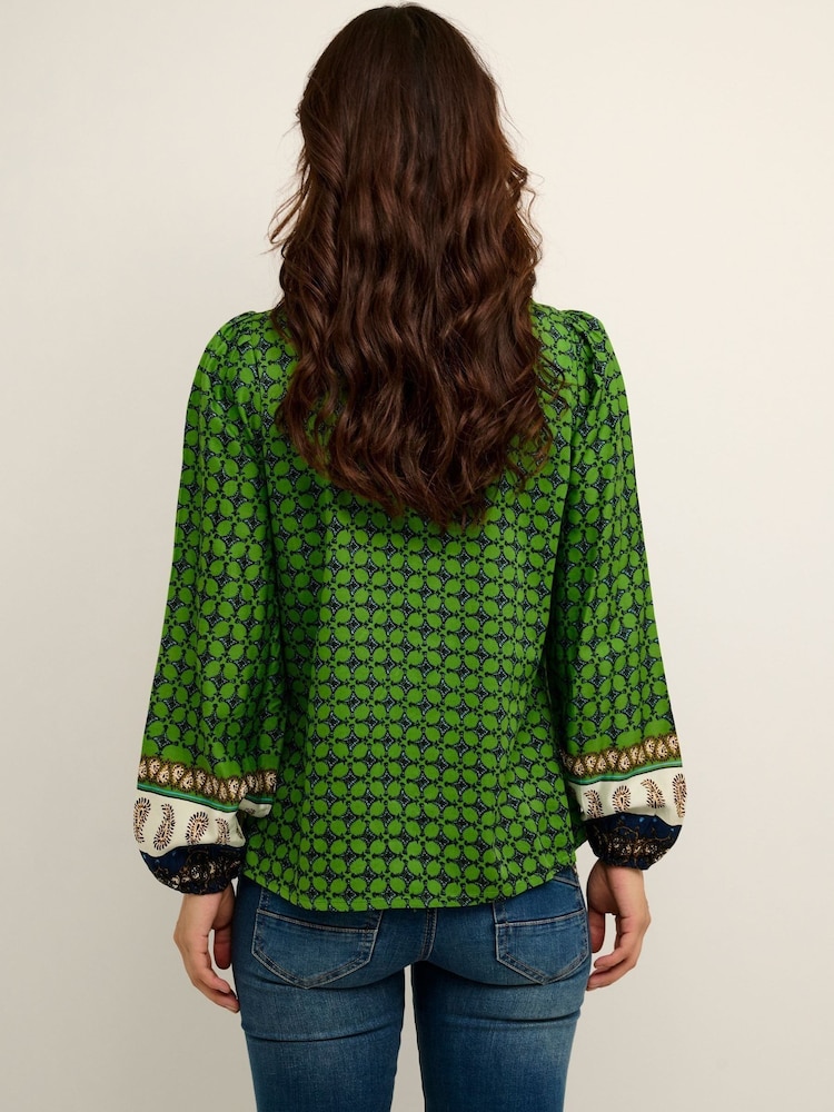 Cream Green Emmelie Printed Blouse - Image 2 of 6 Cream Green Emmelie Printed Blouse - Image 2 of 6
