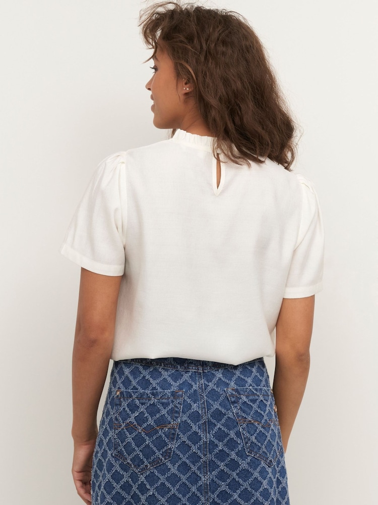 Cream Liselin Frill Neck Blouse - Image 2 of 6