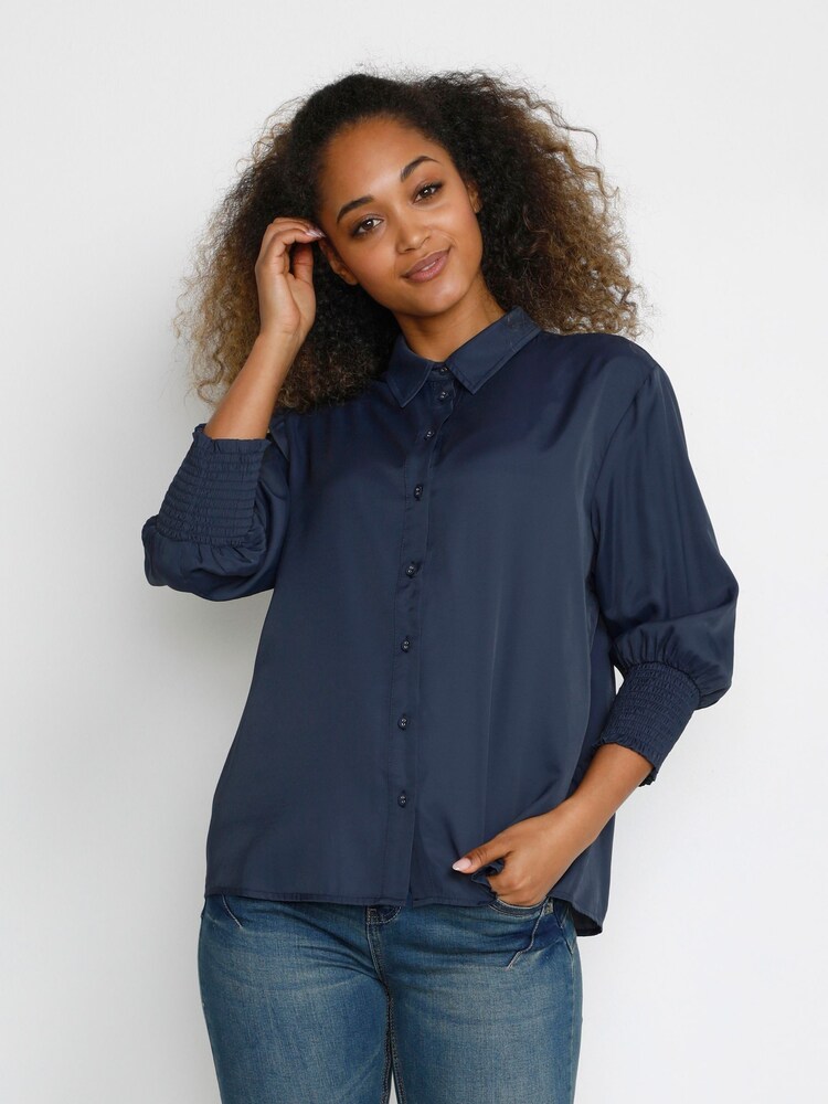 Cream Blue Nola 3/4 Sleeve Shirt - Image 1 of 6
