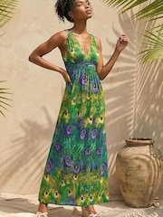 Roman Green Peacock Printed Maxi Dress - Image 2 of 4