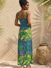 Roman Green Peacock Printed Maxi Dress - Image 3 of 4