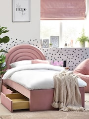 Opulent Velvet Blush Pink Kids Rainbow Upholstered Drawer Bed - Image 1 of 11