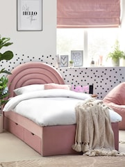 Opulent Velvet Blush Pink Kids Rainbow Upholstered Drawer Bed - Image 2 of 11