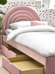 Opulent Velvet Blush Pink Kids Rainbow Upholstered Drawer Bed - Image 3 of 11